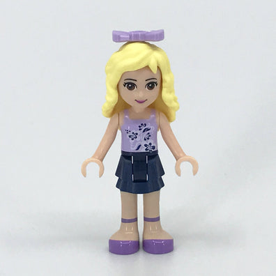 LEGO Minifigure-Danielle, Dark Blue Layered Skirt, Lavender Top, Bow-Friends-FRND049-Creative Brick Builders